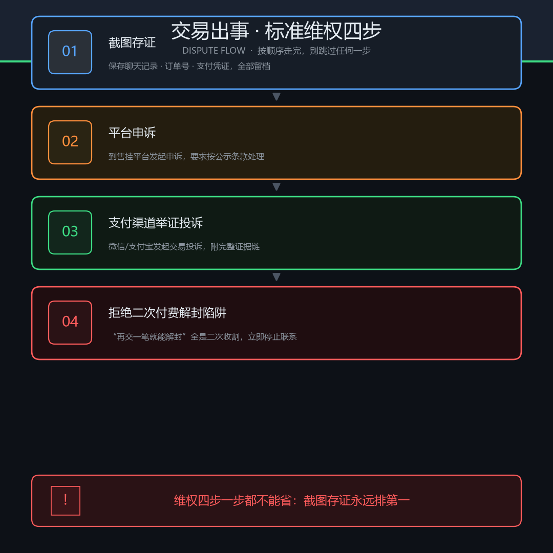 卡盟交易纠纷处理与维权流程图