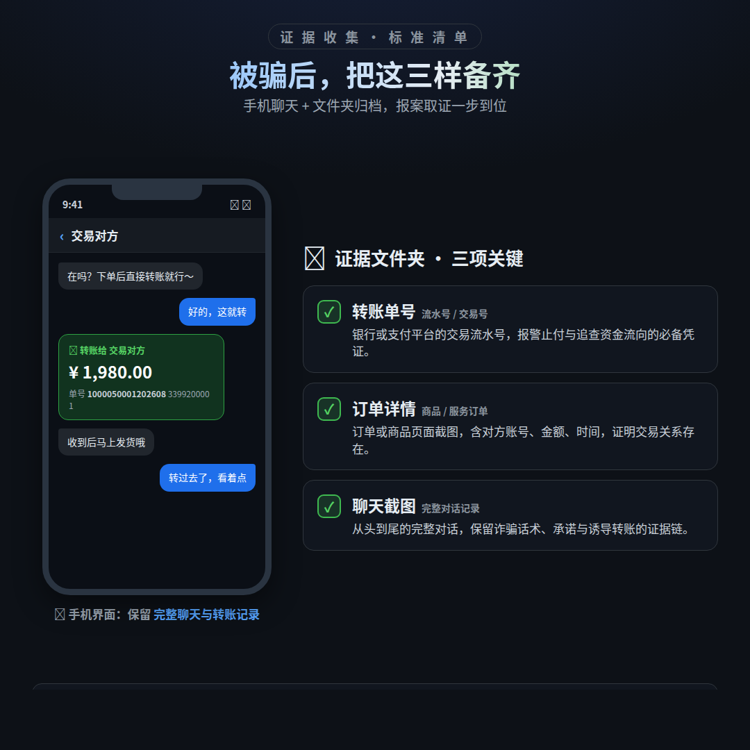 卡盟交易被骗维权证据收集清单