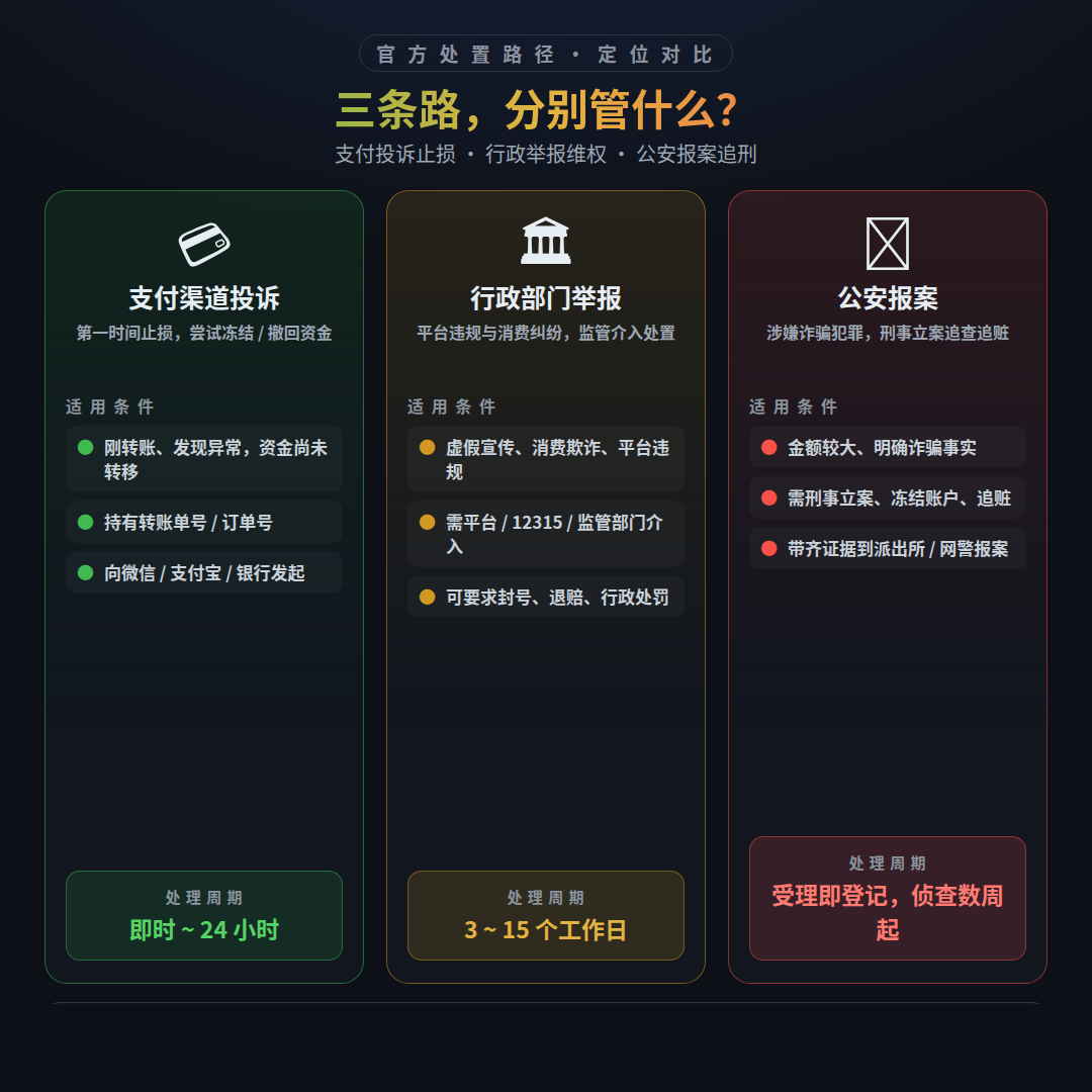 卡盟被骗后官方处置路径对比与立案标准说明